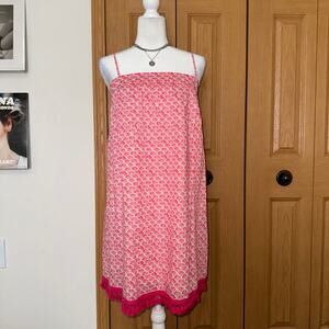 Vineyard Vines Tiny Leaves Swing Coverup Dress Pink Preppy Coastal Wear Size LG